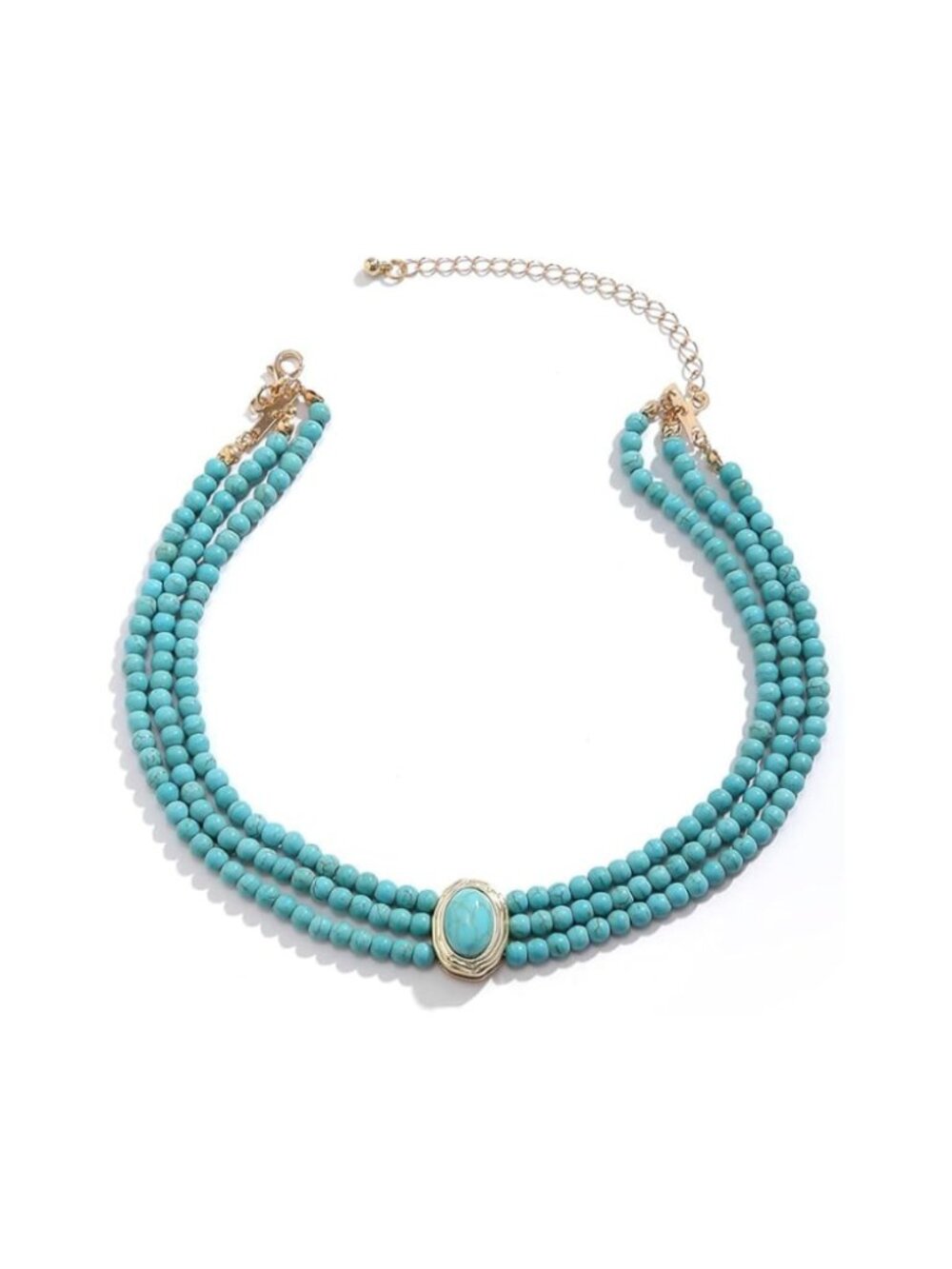 Turquoise Beaded Necklace | Dainty Layered Chain Choker